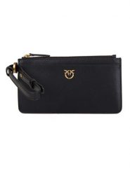 Pinko Skórzany portfel w kolorze czarnym - 13 x 8 cm rozmiar: onesize. Czarne portfele Pinko, bez wzorów, z materiału. Za 439.24 zł.