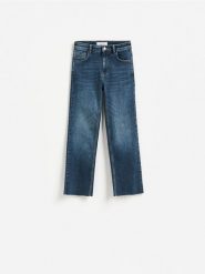 Jeansy flare cropped - granatowy. Niebieskie jeansy Reserved, bez wzorów. Za 109.99 zł.
