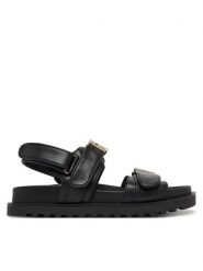 Guess Sandały FLJFBL ELE03 Czarny. Czarne sandały Guess, z aplikacjami, ze skóry, bez obcasa, na płaskiej podeszwie, bez zapięcia. Za 479.99 zł.