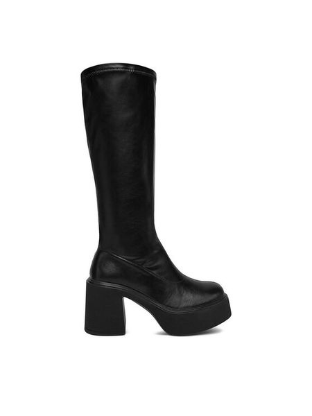 DeeZee Kozaki CEO-XT12345 Czarny. Czarne kozaki DeeZee, z materiału, bez obcasa, na słupku, bez zapięcia. Za 219.99 zł.