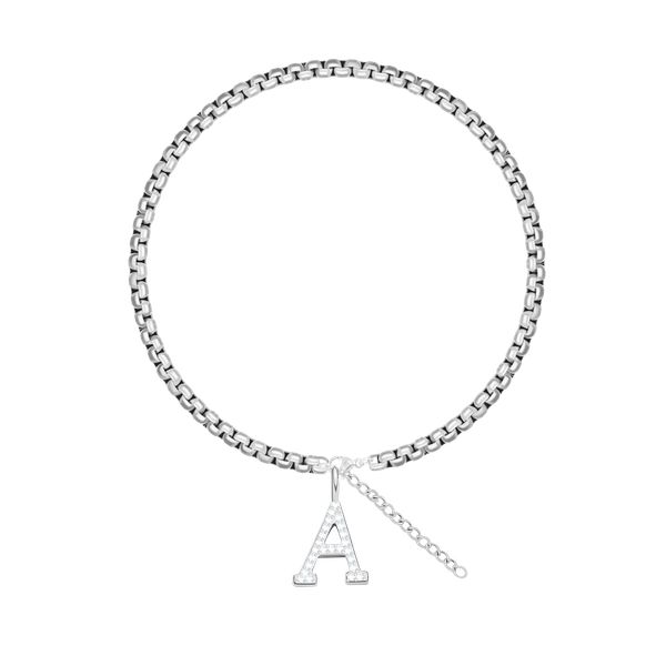 Bransoletka łańcuch Cube z literką A z cyrkoniami posrebrzana. Bransoletki Lilou, z cyrkonią, posrebrzane. Za 278.00 zł.