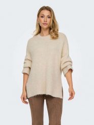 ONLY Sweter w kolorze beżowym rozmiar: L. Brązowe swetry Only, l, bez wzorów, z wełny, bez ramiączek. Za 110.45 zł.