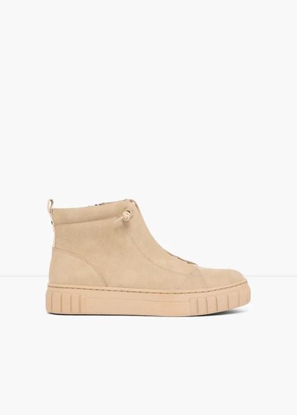 Wysokie sneakersy Marco Tozzi na platformie. Brązowe obuwie sportowe bonprix, bez zapięcia. Za 249.99 zł.