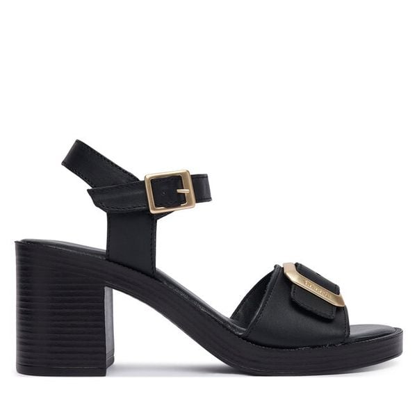 Sandały Tamaris. Czarne sandały Tamaris, bez wzorów, bez obcasa, na słupku, bez zapięcia. Za 409.99 zł.