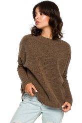 Elegancki gruby sweter z kimonowymi rękawami jasny szary. Szare swetry Polskie swetry, s, bez wzorów, z dzianiny, bez ramiączek. Za 229.00 zł.