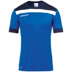 Polo Uhlsport Offense 23. Niebieskie koszulki polo Uhlsport, bez wzorów, z materiału, bez kołnierzyka, bez ramiączek. Za 125.50 zł.