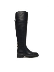TWINSET Kozaki 252TGT124 Czarny. Czarne kozaki Twinset, ze skóry, bez obcasa, na płaskiej podeszwie, bez zapięcia. Za 1,289.00 zł.