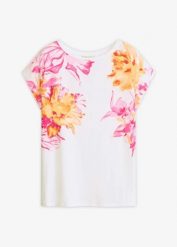 T-shirt z obniżoną linią ramion. Białe t-shirty bonprix, bez wzorów, bez kołnierzyka, bez ramiączek. Za 67.99 zł.