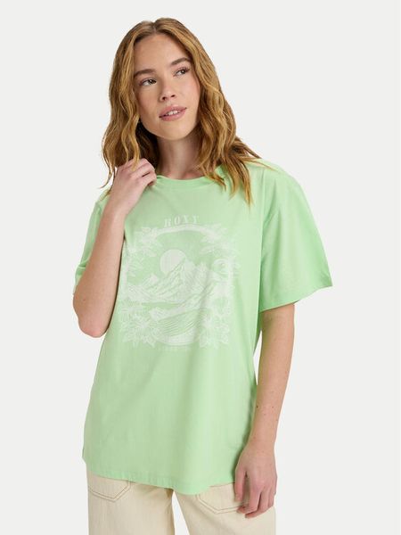 Roxy T-Shirt Hangloose The Sky ERJZT06020 Zielony Regular Fit. Zielone t-shirty Roxy, m, bez wzorów, z bawełny, bez kołnierzyka, bez ramiączek. Za 109.99 zł.