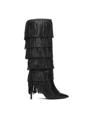 Steve Madden Kozaki Wanderlust SM11004766 Czarny. Czarne kozaki Steve Madden, ze skóry, bez obcasa, na szpilce, bez zapięcia. Za 1,199.00 zł.