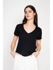 ASSUILI Koszulka w kolorze czarnym rozmiar: 42. Czarne bluzki Assuili, bez wzorów, bez kołnierzyka, bez ramiączek. Za 56.99 zł.