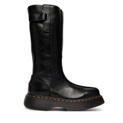 Kozaki Dr. Martens. Czarne kozaki Dr. Martens, bez obcasa, na płaskiej podeszwie, bez zapięcia. Za 1,039.00 zł.