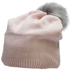 Damska czapka z pomponem 4F H4Z22 jasny róż. Czerwone czapki 4f, bez wzorów, z materiału. Za 47.99 zł.
