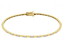 Bransoletka z żółtego złota z brylantami - 19 cm - 0,12 ct - próba 585. Żółte bransoletki Apart, z brylantem, złote. Za 6,690.00 zł.