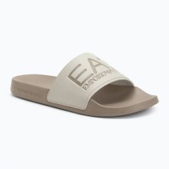 Klapki EA7 Emporio Armani Water Sports Visibility. Brązowe klapki EA7 Emporio Armani, bez wzorów, z materiału, bez obcasa. Za 149.99 zł.