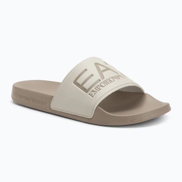 Klapki EA7 Emporio Armani Water Sports Visibility. Brązowe klapki EA7 Emporio Armani, bez wzorów, z materiału, bez obcasa. Za 149.99 zł.