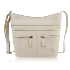 Torebka damska skórzana na ramię pojemna beżowa Paolo Peruzzi AY-23-BG. Brązowe torby na ramię bez wzorów, z materiału, biznesowe, na ramię, bez dodatków. Za 219.00 zł.