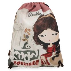 Worek damski Anekke, wykonany z lekkiego materiału tekstylnego z dekoracyjnym nadrukiem zamykany na ściągacz ze sznurkami, kolorowy, 42474-001. Torebki klasyczne Anekke, bez wzorów, z nadrukiem, bez dodatków. Za 119.00 zł.