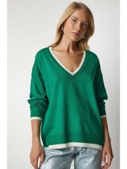 Happiness Istanbul Sweter w kolorze zielonym rozmiar: onesize. Zielone swetry Happiness Istanbul, bez wzorów, ze splotem, bez ramiączek. Za 104.89 zł.