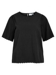 Vila Bluzka w kolorze czarnym rozmiar: 42. Czarne bluzki Vila, bez wzorów, z bawełny, bez kołnierzyka, bez ramiączek. Za 65.54 zł.