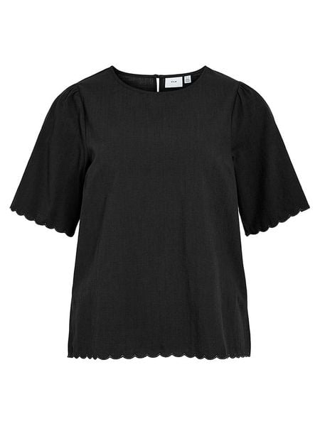 Vila Bluzka w kolorze czarnym rozmiar: 42. Czarne bluzki Vila, bez wzorów, z bawełny, bez kołnierzyka, bez ramiączek. Za 86.99 zł.