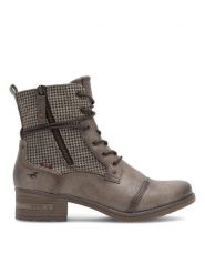 Mustang Trzewiki 1229-510 Szary. Szare botki Mustang, bez wzorów, z materiału, bez obcasa, na płaskiej podeszwie, bez zapięcia. Za 349.99 zł.