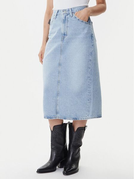 Levi's® Spódnica jeansowa 001VH-0001 Niebieski Regular Fit. Niebieskie spódnice s, bez wzorów, z bawełny. Za 249.99 zł.