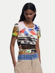 Desigual T-Shirt Collage 25SWTK14 Kolorowy Regular Fit. T-shirty Desigual, xl, bez wzorów, z wiskozy, bez kołnierzyka, bez ramiączek. Za 159.99 zł.