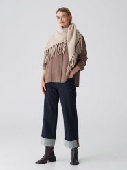 OPUS Szal "Awaro" w kolorze beżowym - 144 x 80 cm rozmiar: onesize. Brązowe szaliki Opus, bez wzorów, ze skóry. Za 86.99 zł.