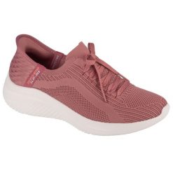 Buty do chodzenia damskie Skechers Slip-ins Ultra Flex 3.0. Czerwone obuwie sportowe Skechers, z materiału, bez zapięcia, trekkingowe. Za 299.00 zł.