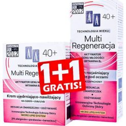 AA Cosmetics AA Technologia Wieku 40+ Multi regeneracja DUO Krem na noc 50ml+krem pod oczy 15ml gratis. Kremy pod oczy AA Cosmetics. Za 21.99 zł.