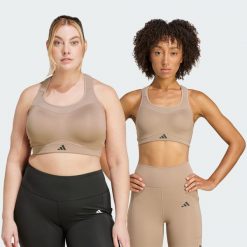 Biustonosz TLRD Impact Training High Support. Brązowe bielizna sportowa Adidas, s, bez wzorów, z materiału. Za 259.00 zł.