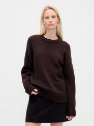GAP Sweter w kolorze ciemnobrązowym rozmiar: L. Brązowe swetry GAP, l, bez wzorów, z bawełny, bez ramiączek. Za 179.95 zł.
