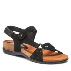 Sandały Go Soft. Czarne sandały GO SOFT, bez wzorów, bez obcasa, na płaskiej podeszwie, bez zapięcia. Za 179.99 zł.
