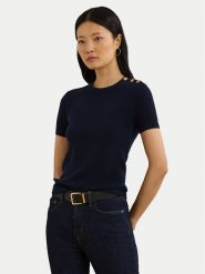 LAUREN RALPH LAUREN Sweter 200957474001 Granatowy Regular Fit. Niebieskie swetry Lauren Ralph Lauren, m, bez wzorów, z bawełny, bez ramiączek. Za 419.99 zł.