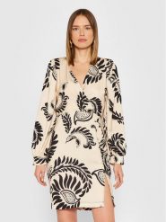 Rinascimento Sukienka koktajlowa CFC0018079002 Beżowy Regular Fit. Brązowe sukienki Rinascimento, m, bez wzorów, z syntetyku, wizytowe, bez kołnierzyka, bez ramiączek. Za 279.99 zł.
