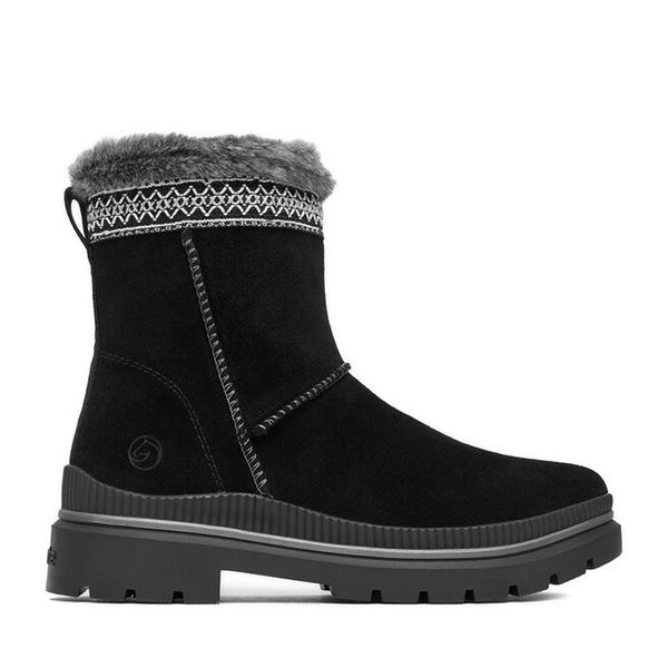 Botki Remonte. Czarne botki Remonte, bez wzorów, bez obcasa, na płaskiej podeszwie, bez zapięcia. Za 389.99 zł.