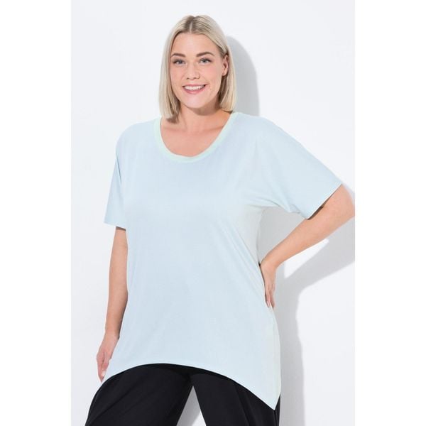 Damskie Koszula funkcjonalna wydłużone boki okrągły dekolt. Szare koszule Ulla Popken, plus size, bez wzorów, z elastanu, sportowe, bez kołnierzyka, plus size, bez ramiączek. Za 244.99 zł.
