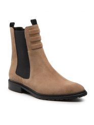 Simple Sztyblety SL-36-02-000065 Beżowy. Brązowe botki Simple, bez wzorów, ze skóry, bez obcasa, na płaskiej podeszwie, bez zapięcia. Za 499.99 zł.