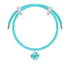 Bransoletka Liana turkusowa z posrebrzaną koniczyną z turkusowym kryształem. Niebieskie bransoletki Lilou, posrebrzane. Za 238.00 zł.
