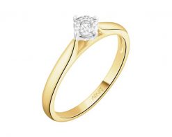Pierścionek z żółtego i białego złota z brylantem - 0,02 ct - próba 585. Białe pierścionki Apart, z brylantem, złote. Za 3,190.00 zł.