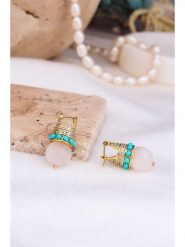 Pierres delicates Pozłacane kolczyki z kamieniami szlachetnymi rozmiar: onesize. Białe kolczyki Pierres delicates, z cyrkonią, pozłacane. Za 91.77 zł.