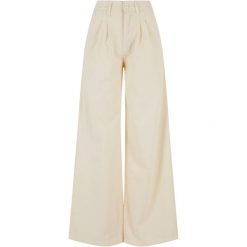 Spodnie Damskie Organiczna Bawełna Plisy. Brązowe spodnie dresowe Urban Classics, bez wzorów, z bawełny. Za 147.99 zł.