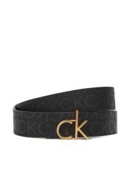 Calvin Klein Pasek Damski Ck Buckle Reversible Belt 30Mm Mono LV04F7038G Czarny. Czarne paski Calvin Klein, bez wzorów, ze skóry. Za 259.99 zł.