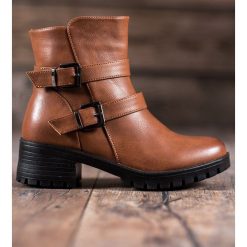 Abloom brązowe Workery Z Eko Skóry. Brązowe botki Abloom, bez wzorów, bez obcasa, bez zapięcia. W wyprzedaży za 99.00 zł.