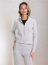 Bluza bomberka - szary. Szare bluzy Sinsay, l, bez wzorów, bez kaptura. Za 49.99 zł.