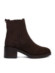 GINO ROSSI Botki C-25781LM-KELLY Brązowy. Brązowe botki Gino Rossi, bez wzorów, ze skóry, bez obcasa, na słupku, bez zapięcia. Za 349.99 zł.