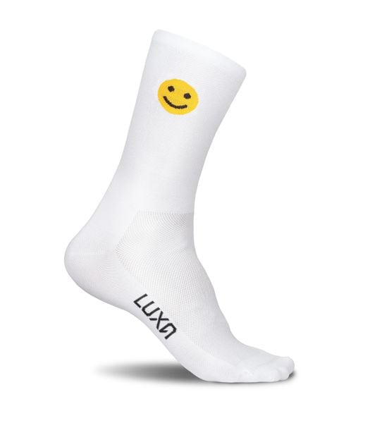 Skarpetki Rowerowe dla dorosłych LUXA Emoji. Białe skarpety LUXA, bez wzorów, z elastanu. Za 64.90 zł.