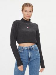 Tommy Jeans Sweter Badge DW0DW16519 Czarny Regular Fit. Czarne swetry Tommy Jeans, xl, bez wzorów, z bawełny, bez ramiączek. Za 279.99 zł.