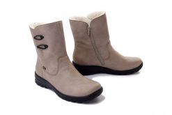 RIEKER TEX Z7172-62 beige, botki damskie. Brązowe botki Rieker, na zimę, bez wzorów, z wełny, bez obcasa, na koturnie, bez zapięcia. Za 359.90 zł.
